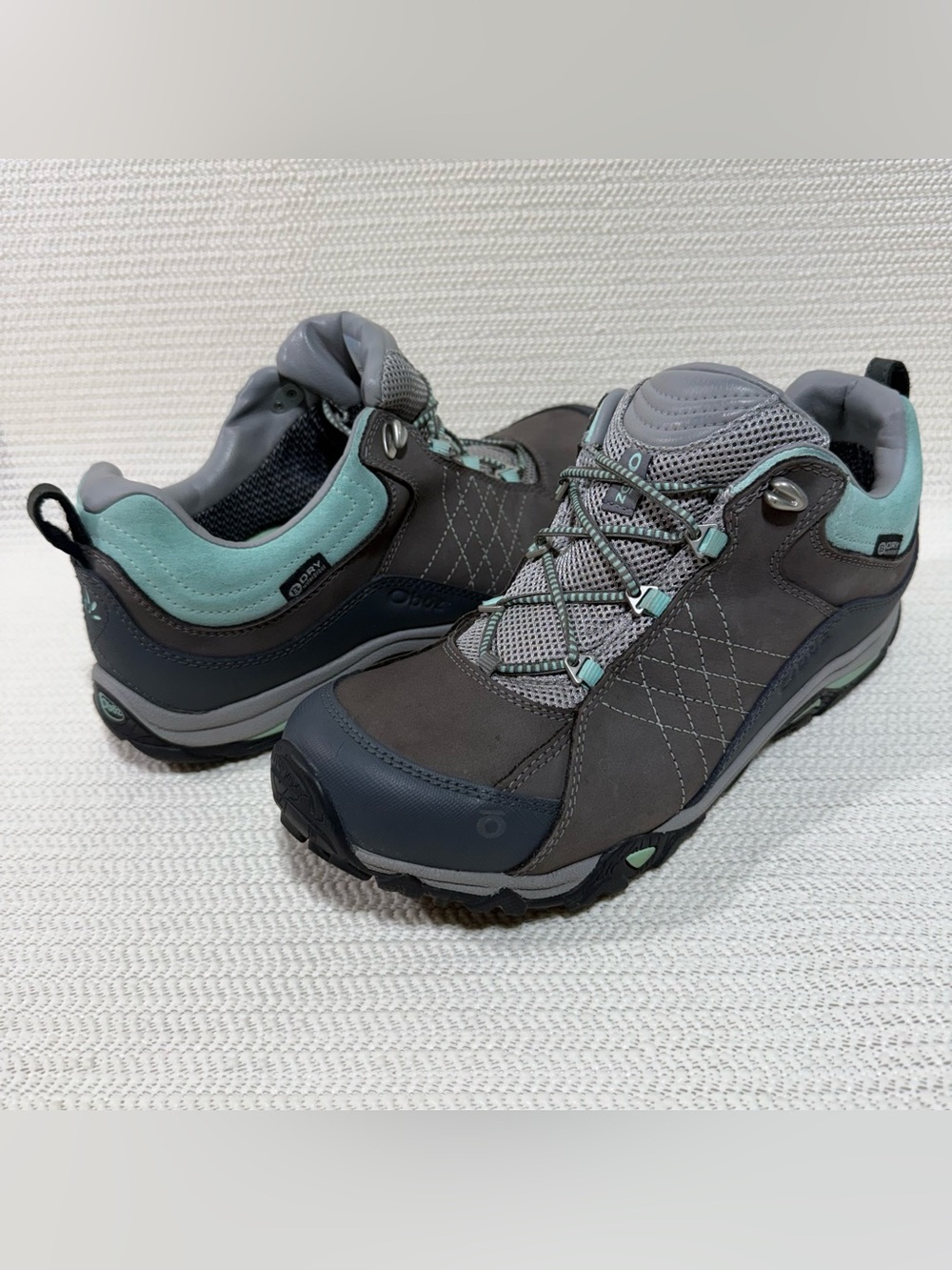 Oboz Waterproof Hiking Shoes Gray Aqua Womens 11